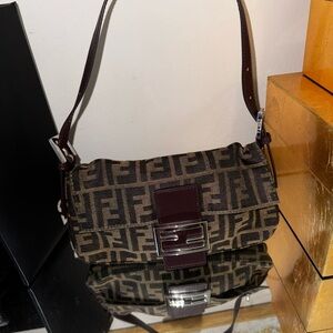 Fendi Monogram Brown and Black Shoulder Bag